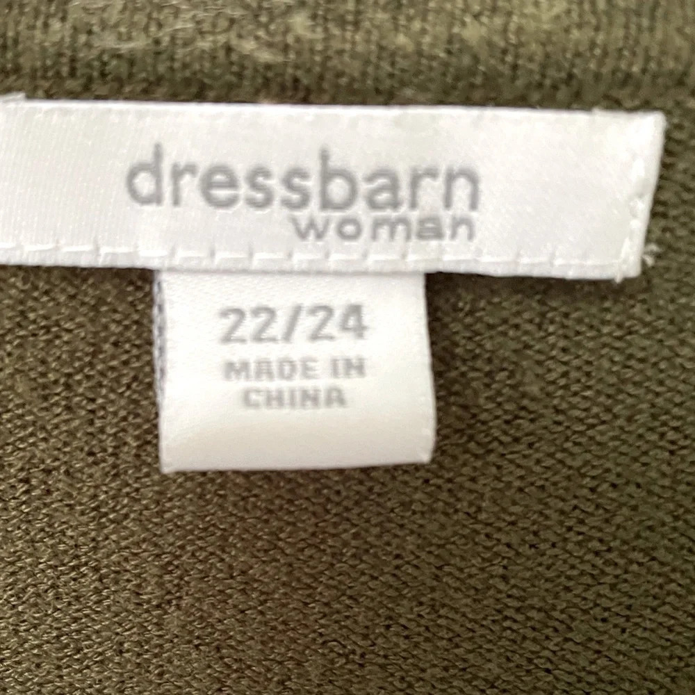 2pc Dress Barn Moss green sweater set. Embellished front & sleeve, button down. - Picture 2 of 7
